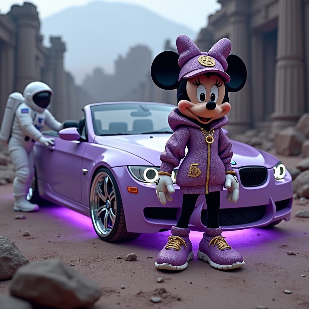 Iced Out Minnie Mouse in Nike Outfit by BMW
