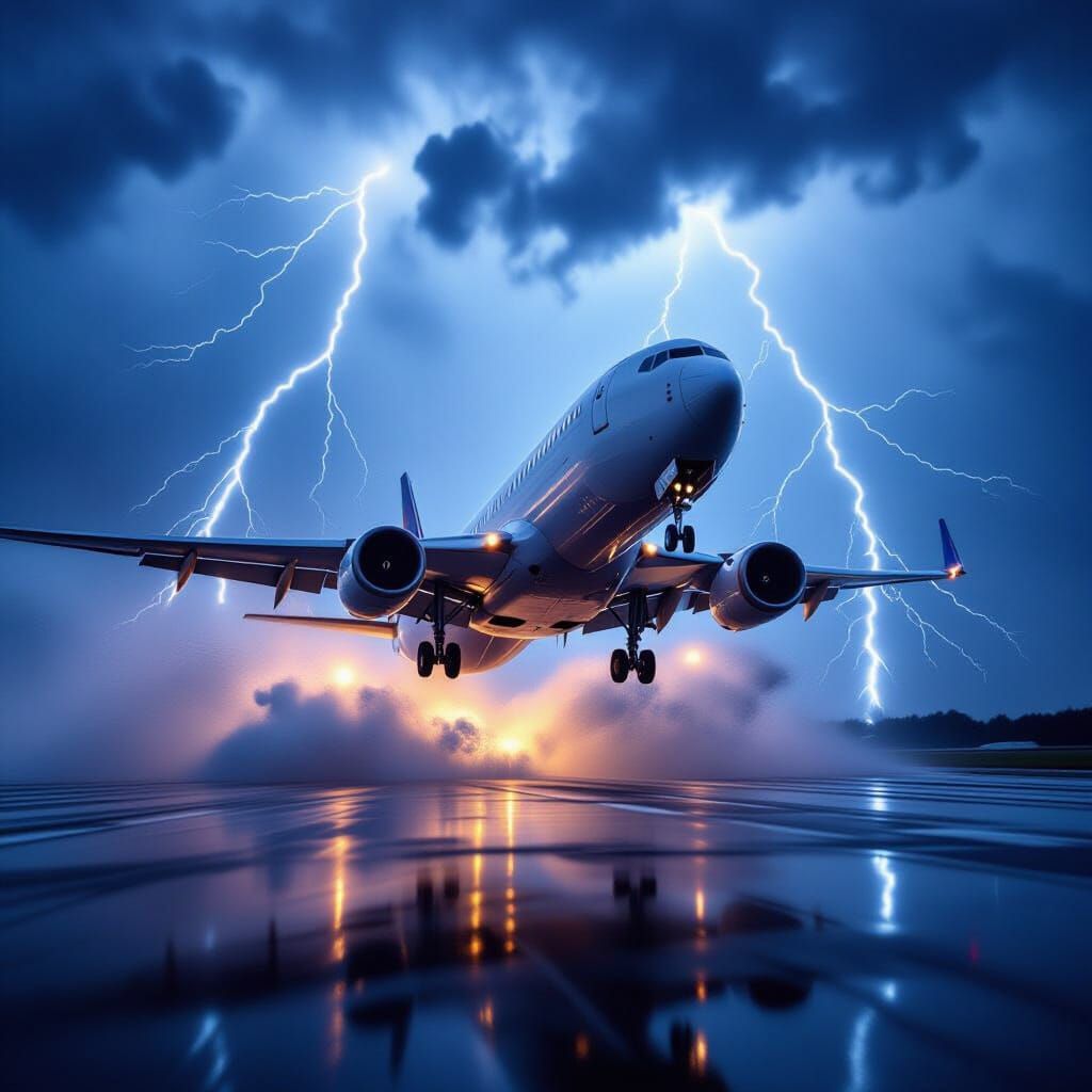 Airplane Banking Through Violent Storm in Hyper-Realistic Ph...