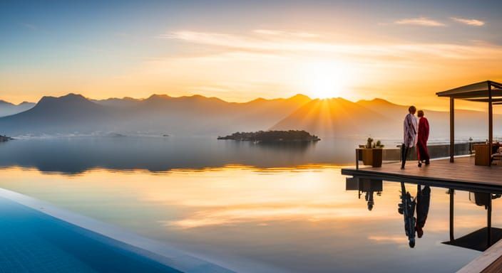 Infinity Pool Overlooking Lake Lucerne at Sunset