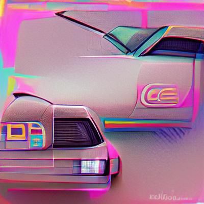 Retro 80s Car in Neon Cityscape