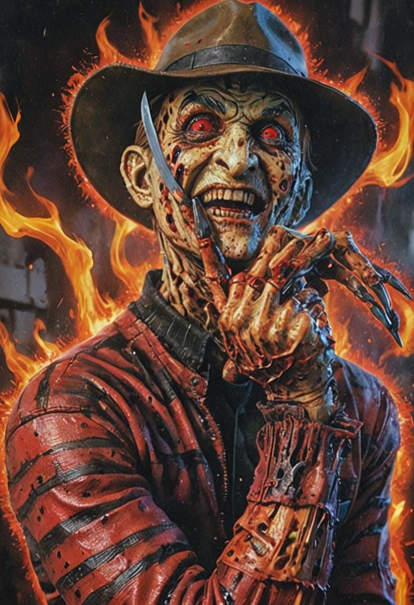 Freddy Krueger in Vibrant Anime-Inspired Horror