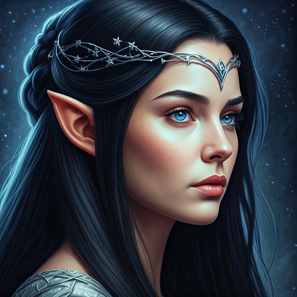 Ethereal Elf Portrait in Realistic Oil Style