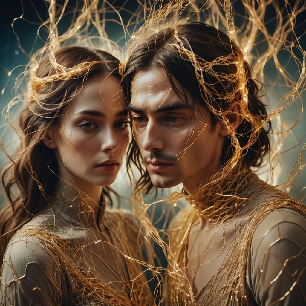 Ethereal Threads Connect Man and Woman