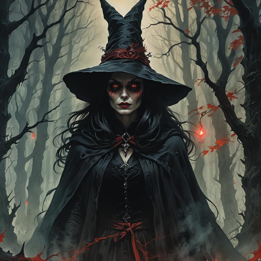 Ethereal Evil Witch in Dark Fantasy Illustration