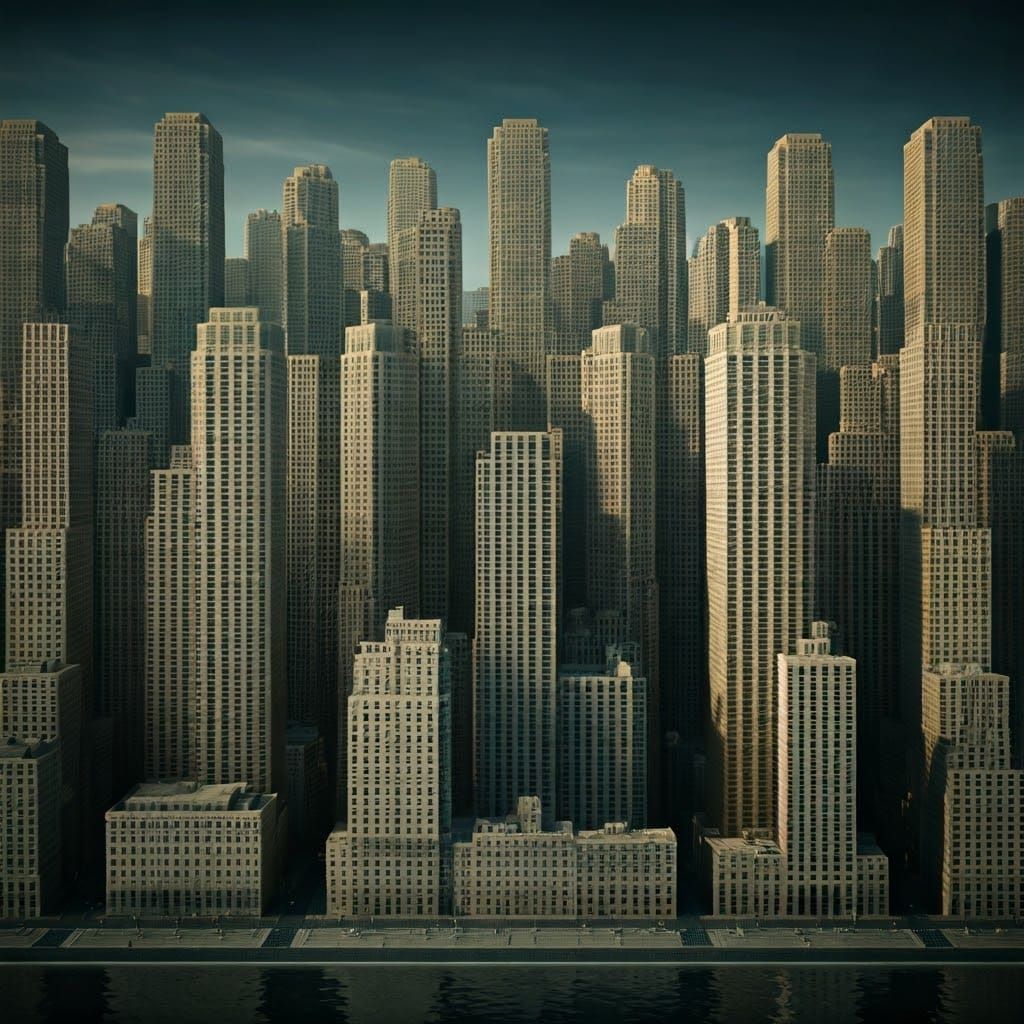 Geometric Cityscape in Minimalist Architecture