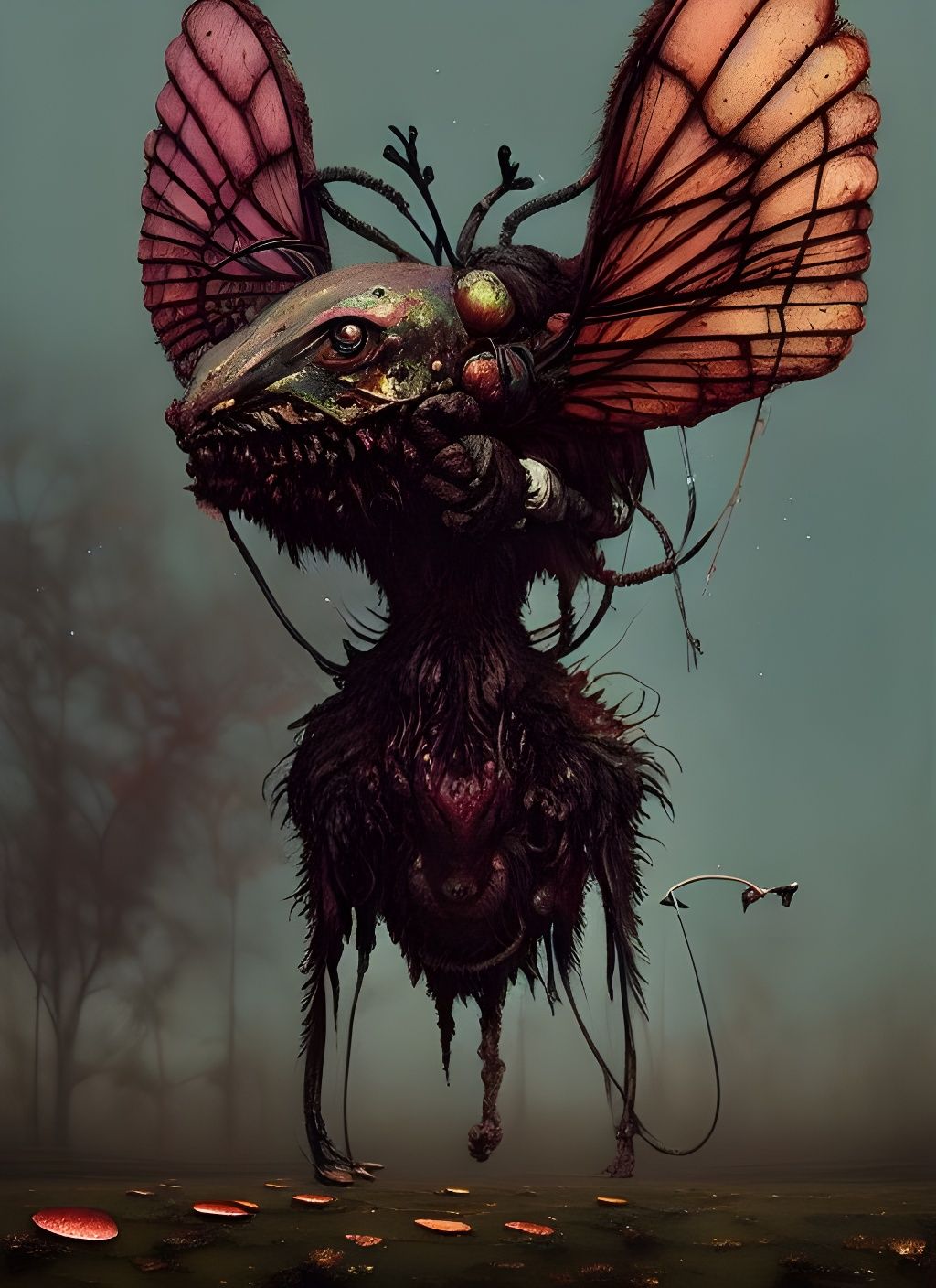 Nightmarish Chimera Abomination in Mixed Media