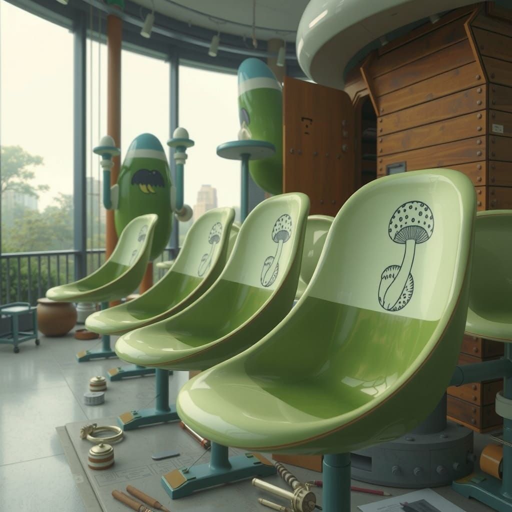 Surreal Blue Mushroom Sculpture in Hyperrealistic Style