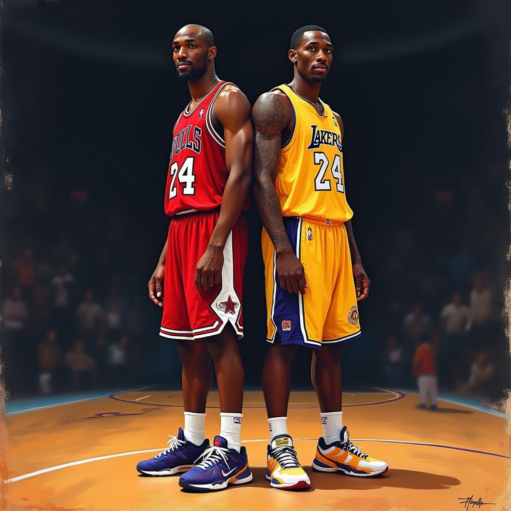 Basketball Legends in Bold Artistic Style