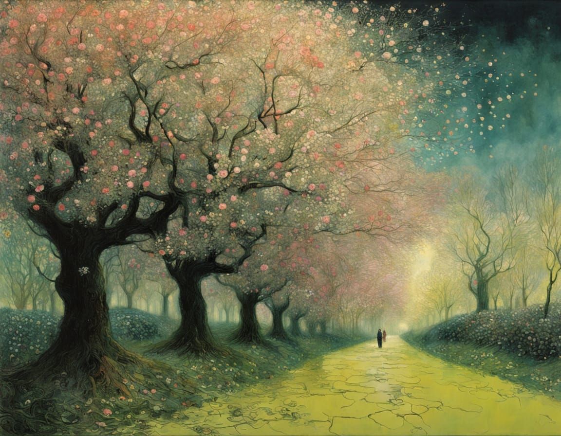 Blossoming Garden in Vibrant Watercolor Style