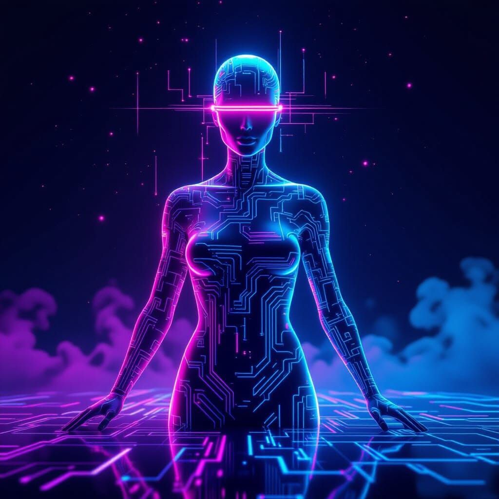 Synthwave Energy Figure Embodies Art Made Flesh