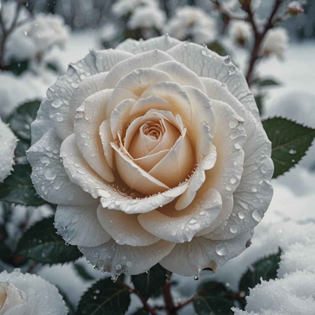 Icy White Rose with Magic Sparkles