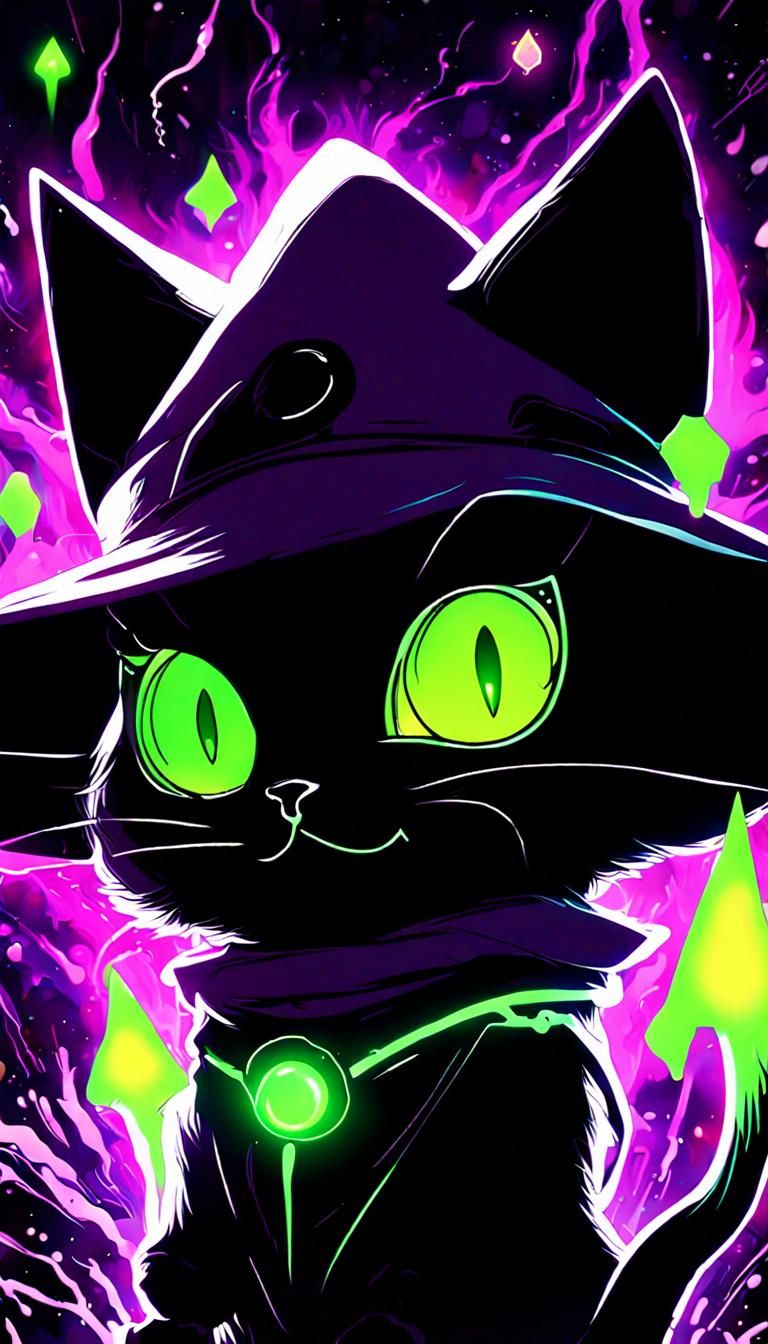 Neon Kitten Black Mage in Radioactive Style