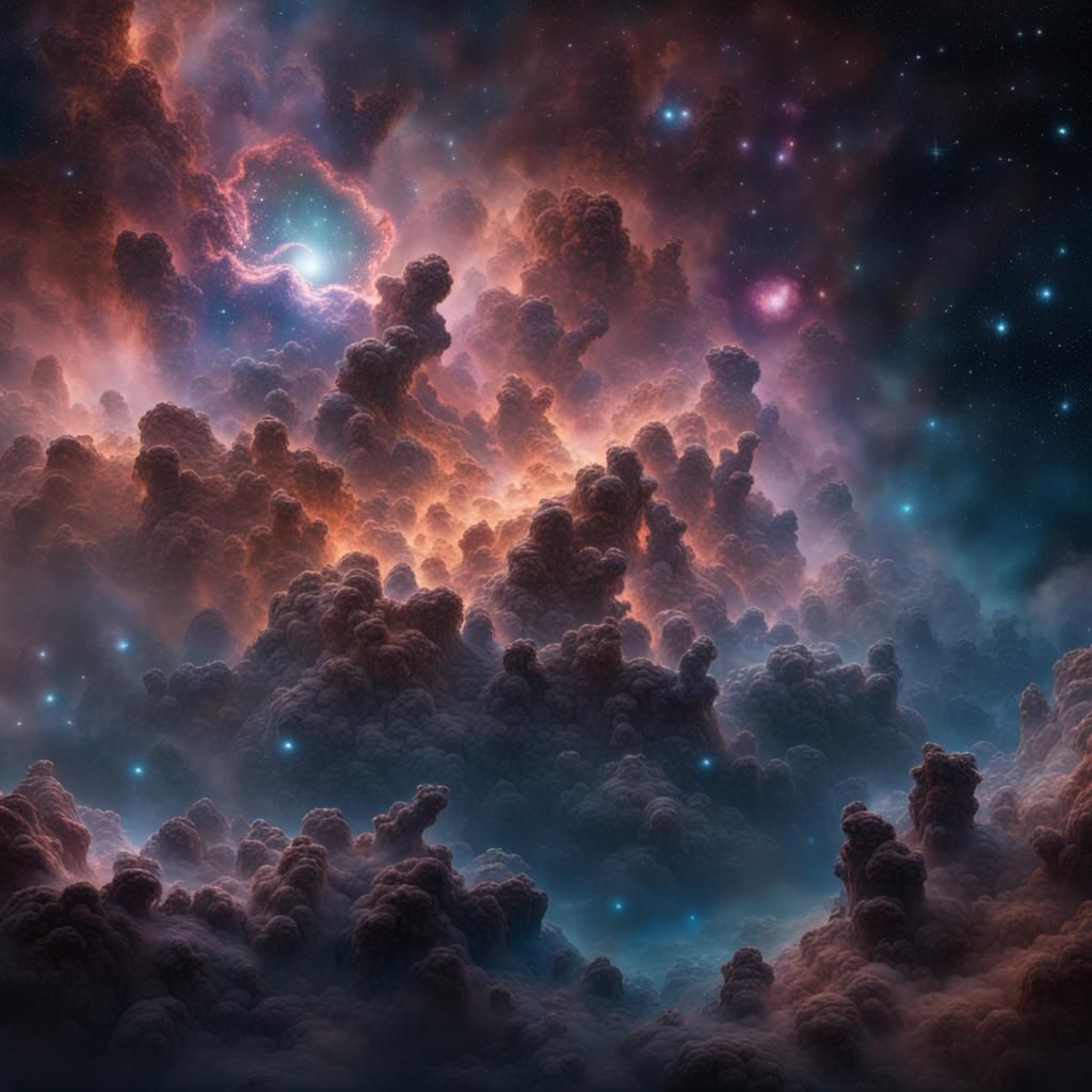 Large Magellanic Cloud: Detailed Matte Painting in Deep Colo...