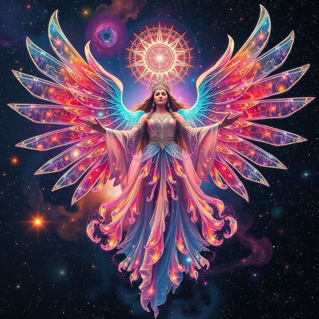 Resplendent Cosmic Goddess Unfolds as Galaxy