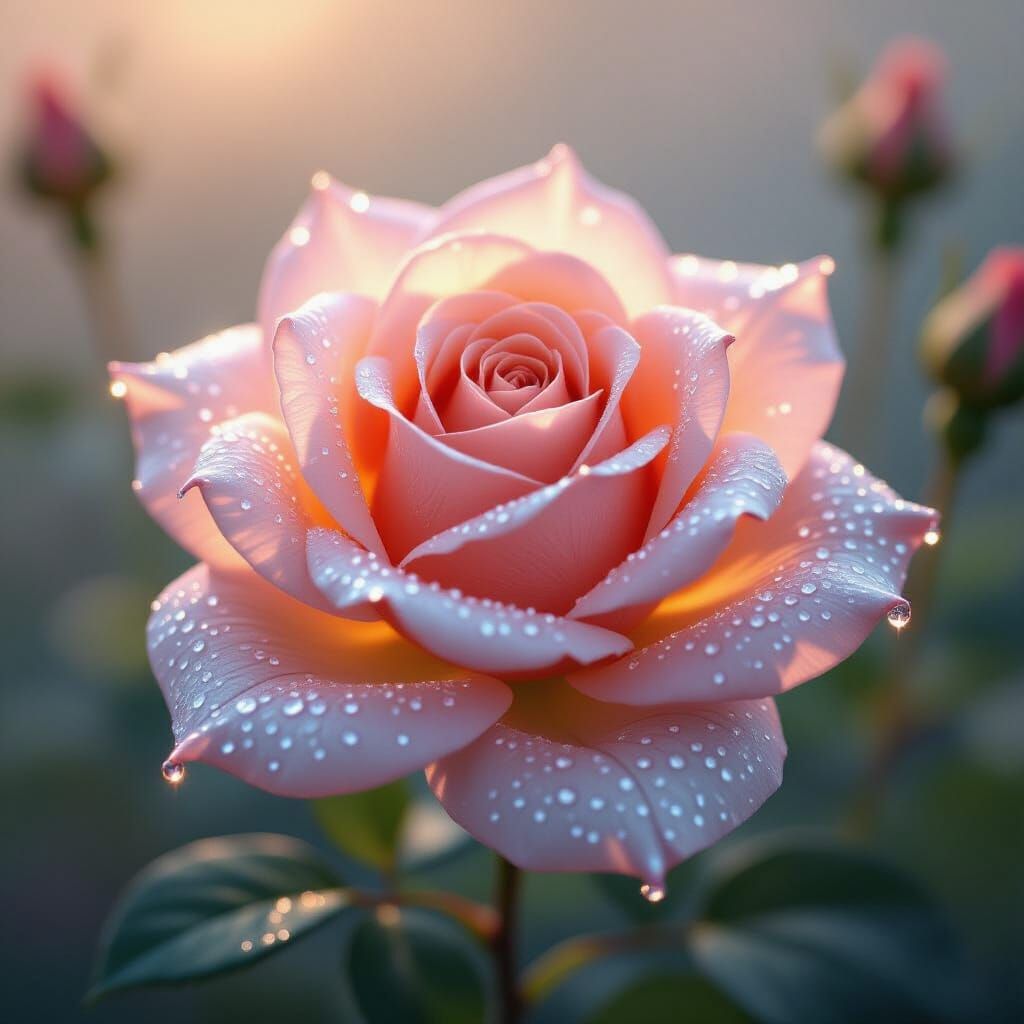 Glowing Spider Silk Rose with Ethereal Light