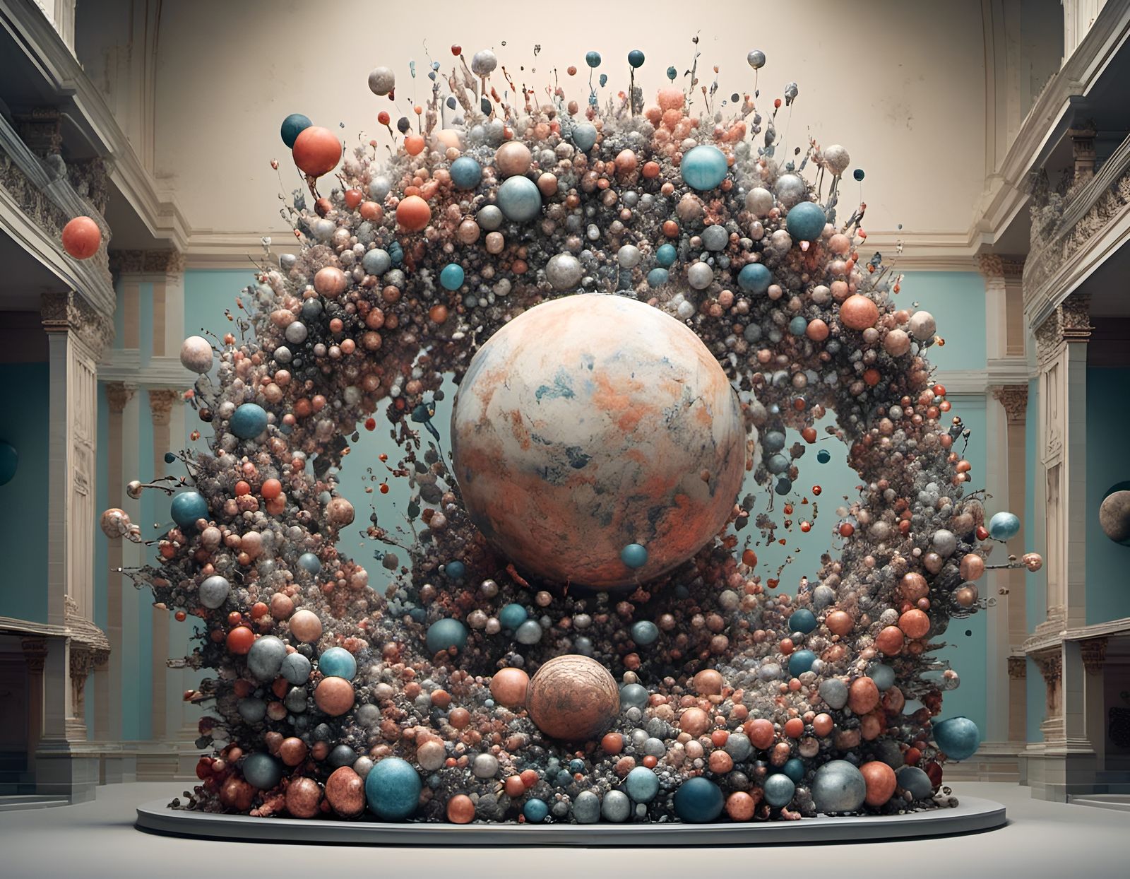 Planetary Kangaroo Sculpture in Detailed Digital Painting