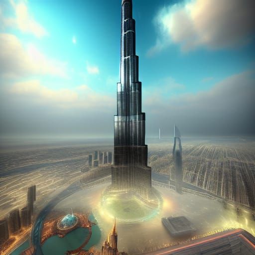 Burj Khalifa: Detailed Matte Painting in Deep Color