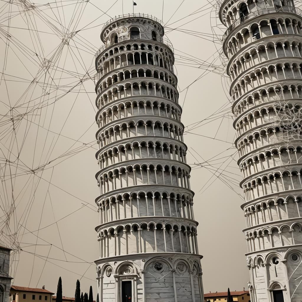 Leaning Tower of Pisa in Geometric String Art