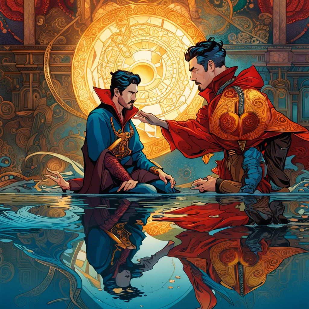 Doctor Strange Mirrored Reflection in Hyperrealism