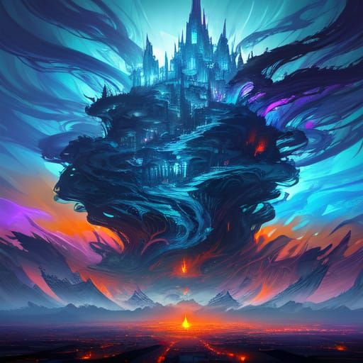 Surreal Landscape with Figure in Digital Painting