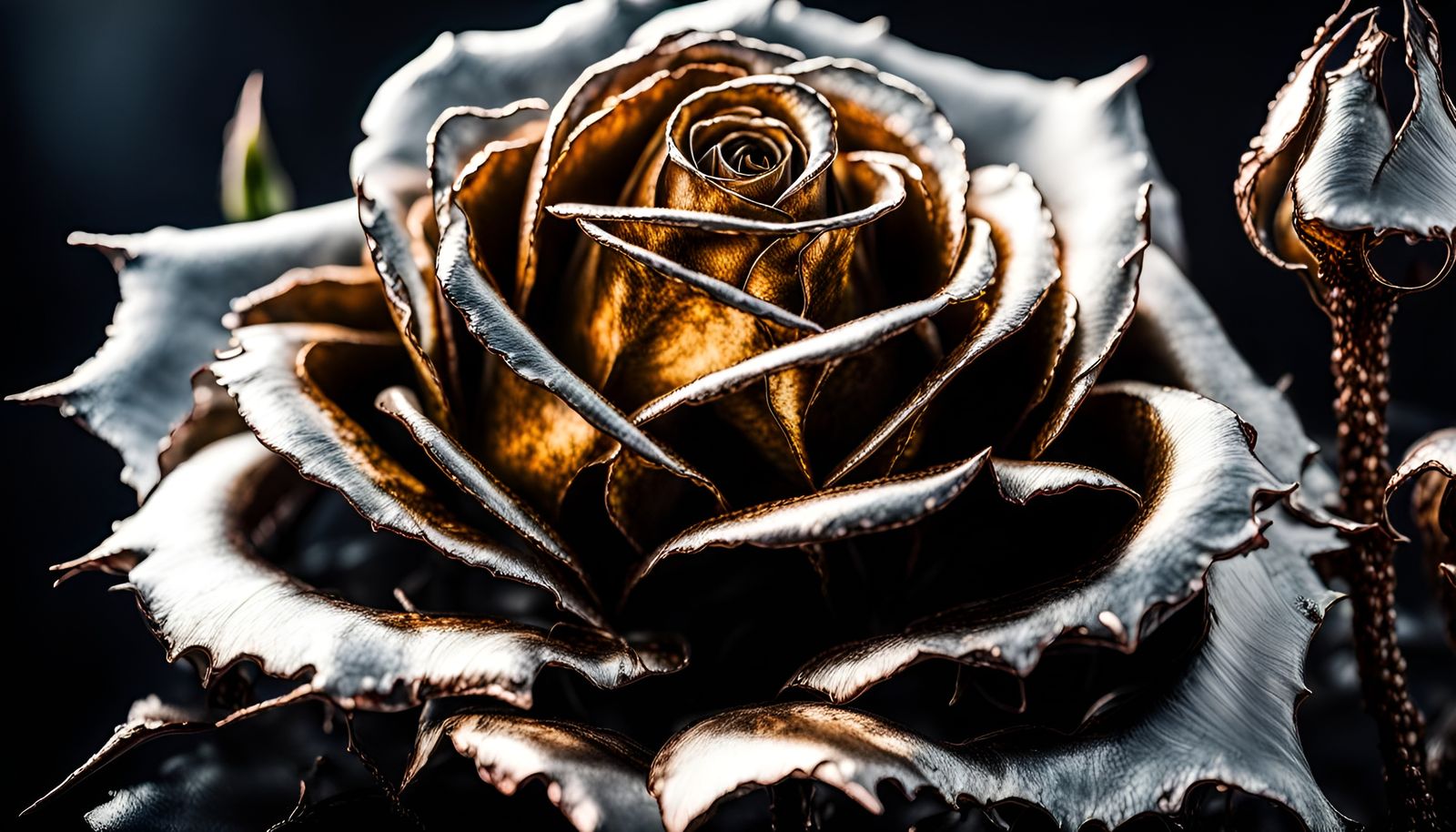 Metallic Dark Fantasy Roses in Giger Style