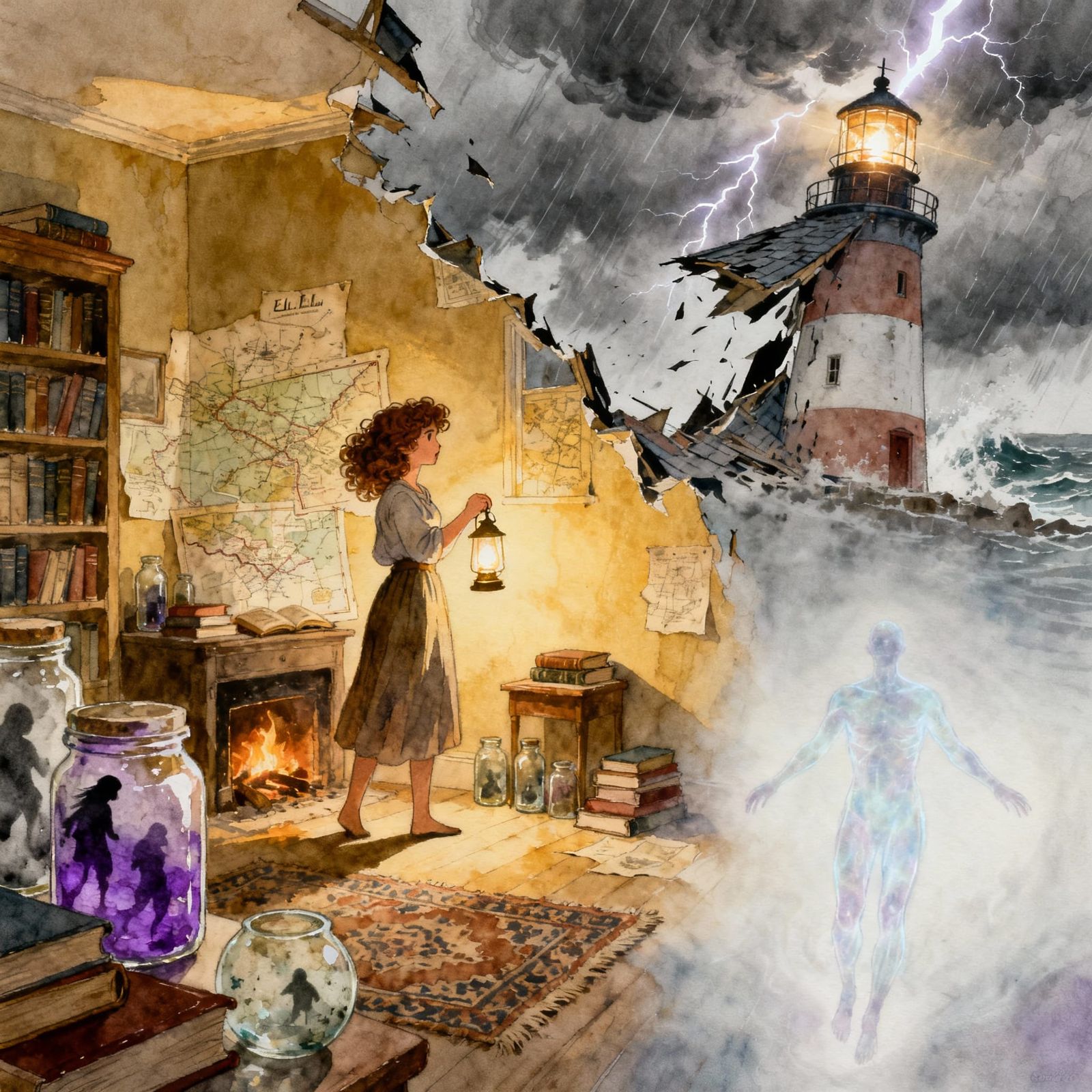 Woman Living in Lighthouse, Dreaming of the Sea