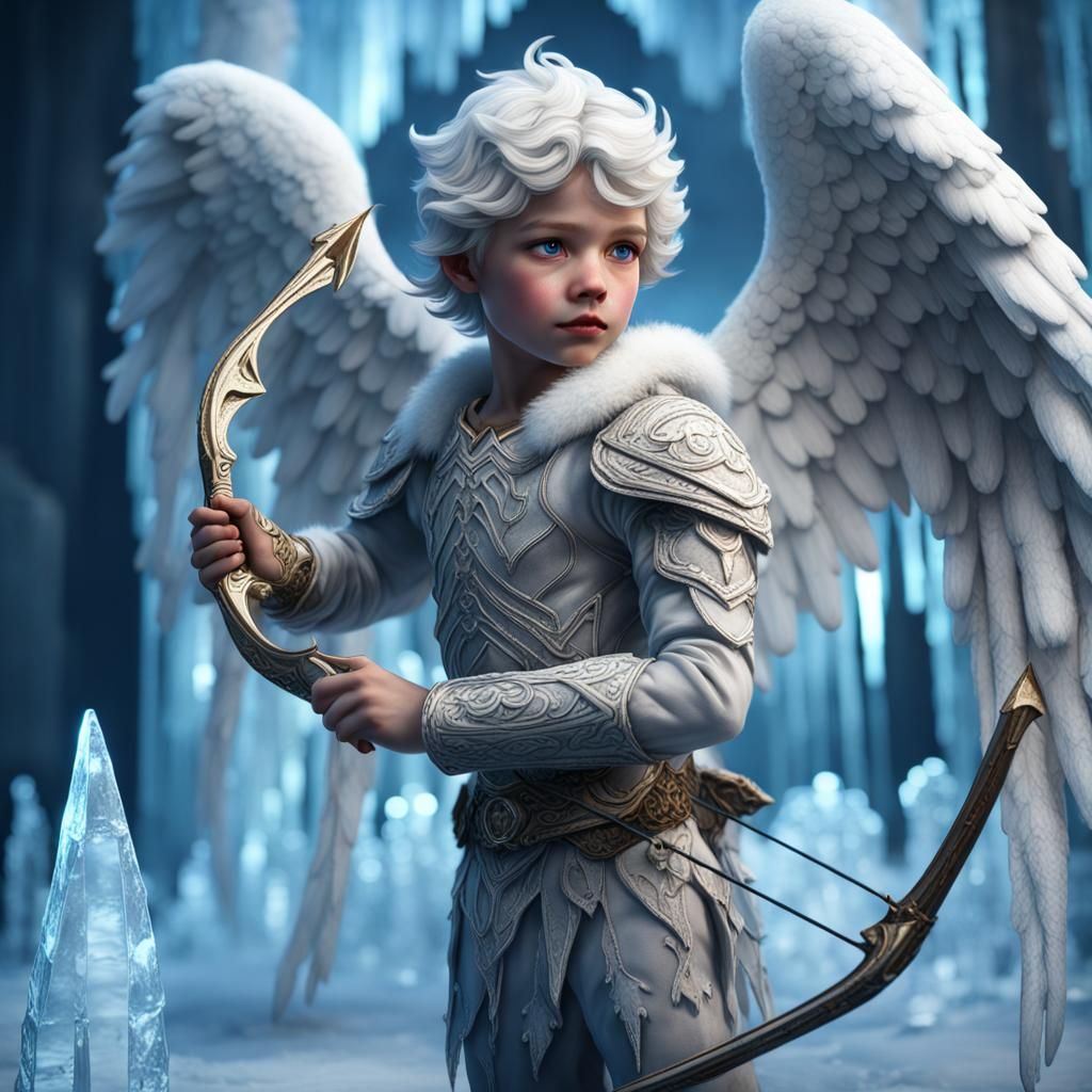 Cupid Ice Sculpture in Ice Palace: Detailed Matte Painting