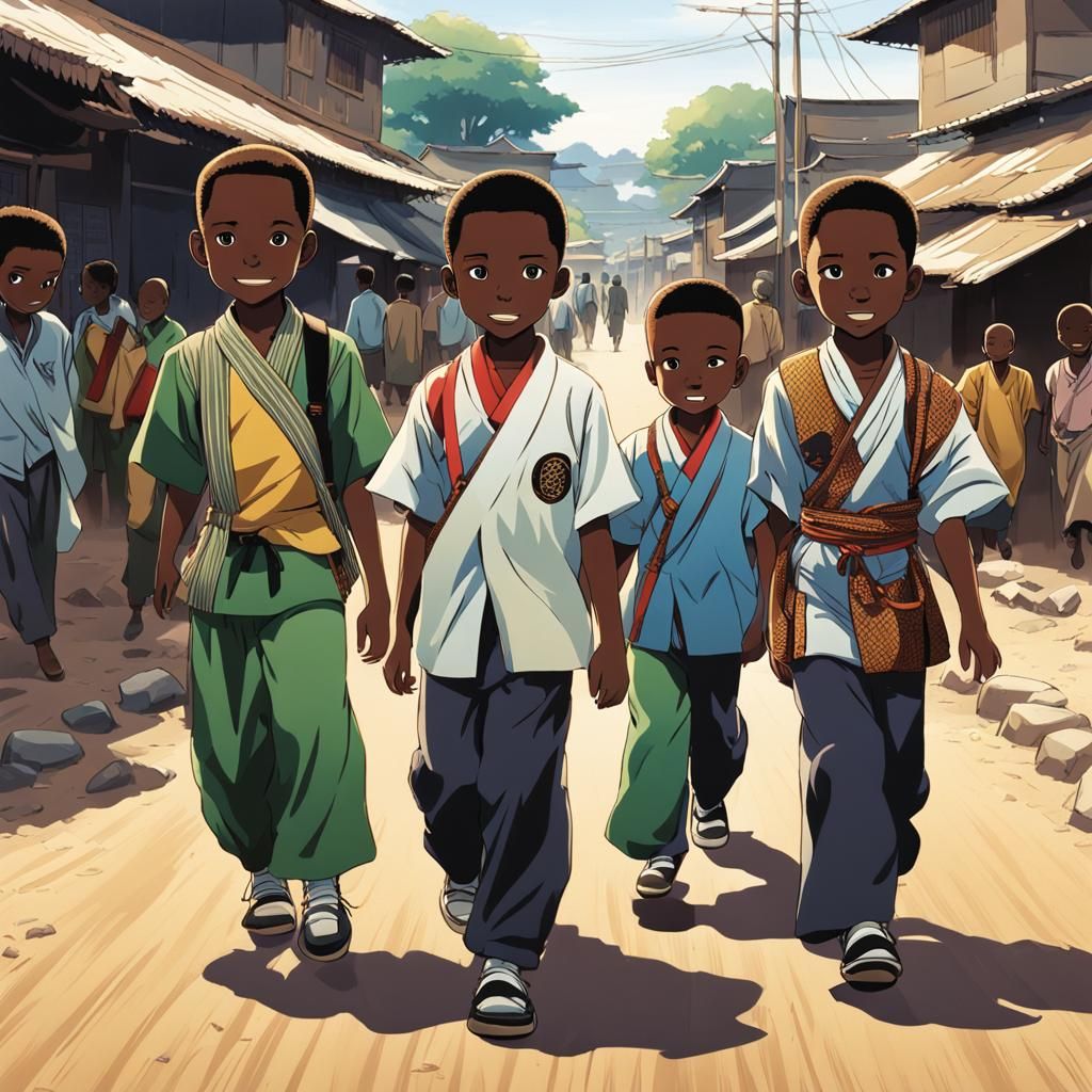 Anime Scene: African Kids in Shotokan Attire