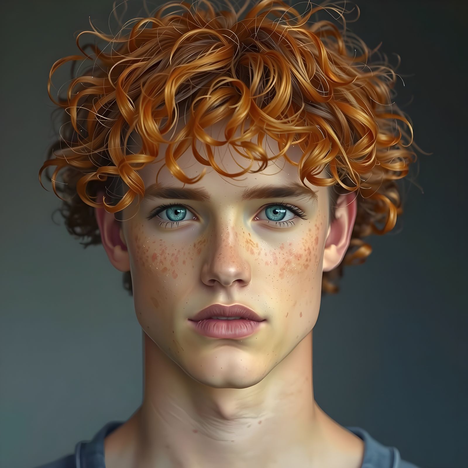 Ethereal Portrait of a Red-Haired Man with Blue Eyes