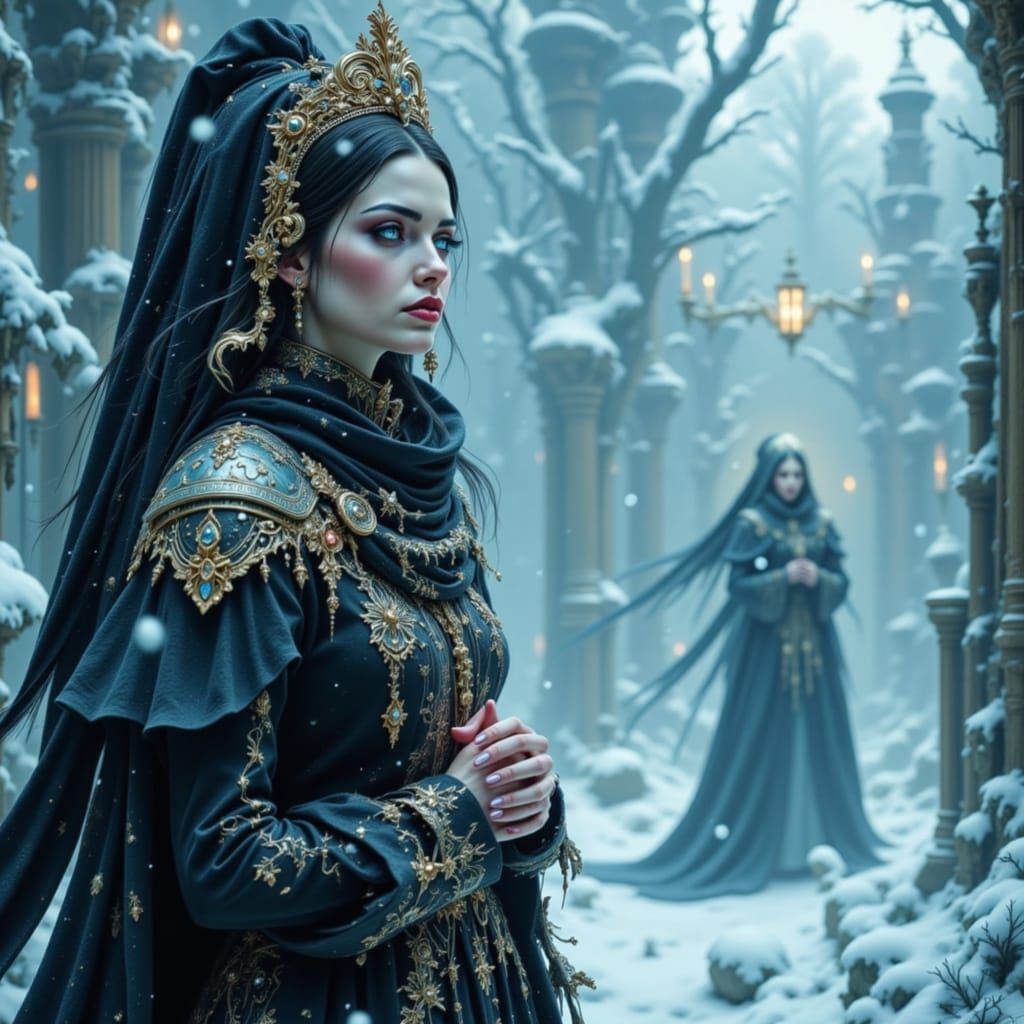 Siberian Tsarina in Gothic Fantasy Palace