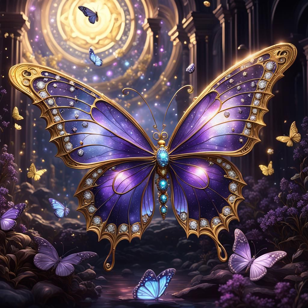 Diamond Star Butterflies Dark Fantasy Concept Art