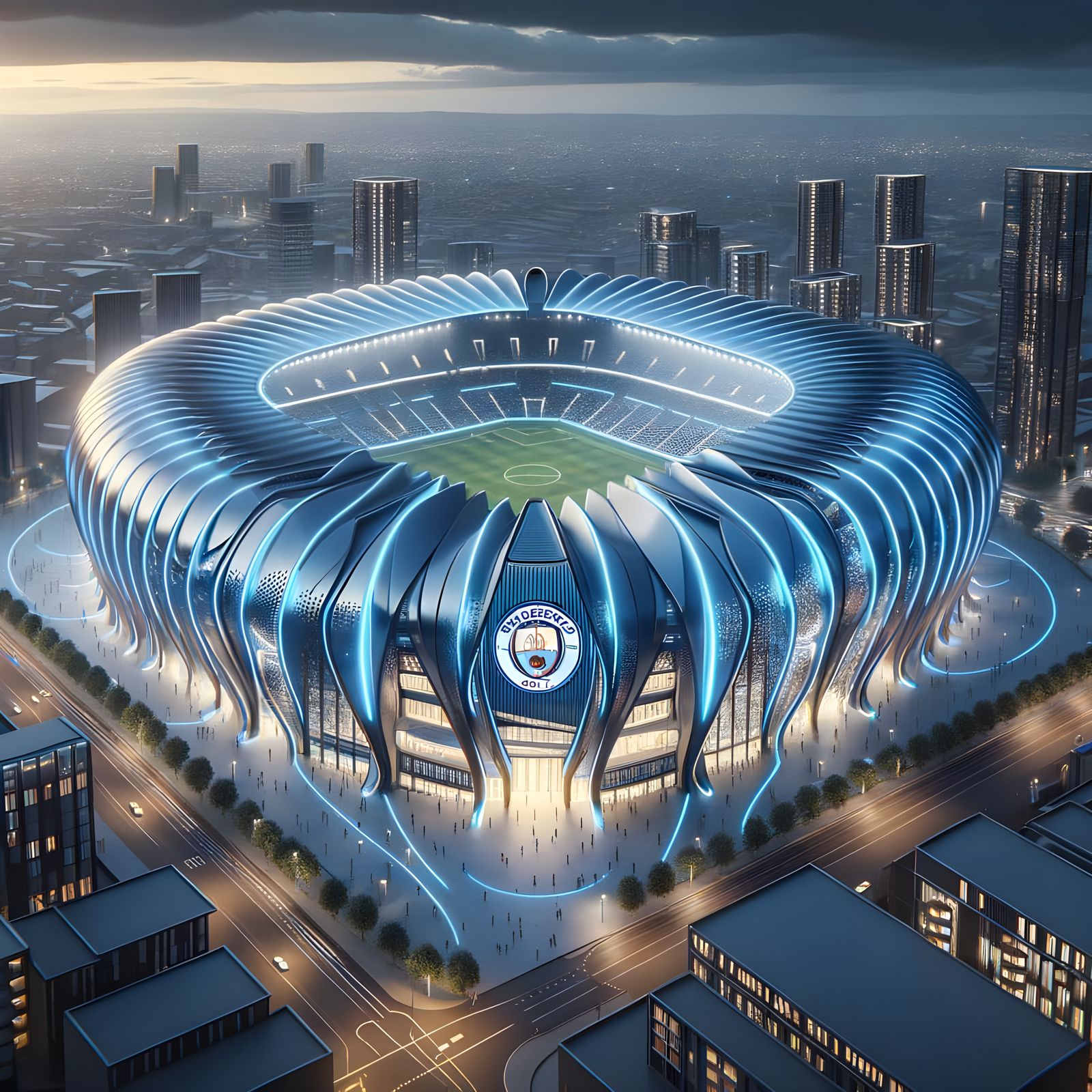 Biomechanical Futuristic Stadium for Manchester City FC in C...