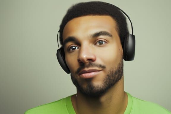 Portrait of Black Man Wearing Headphones