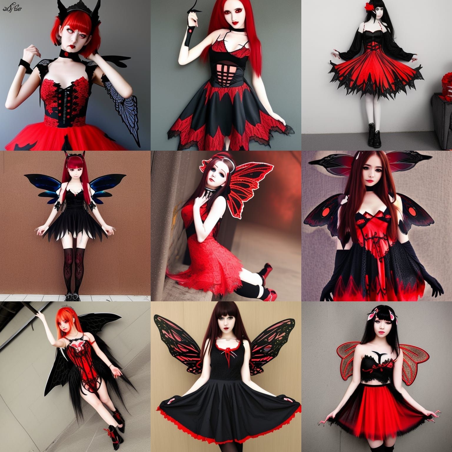 Anime Woman with Fairy Wings and Gothic Style