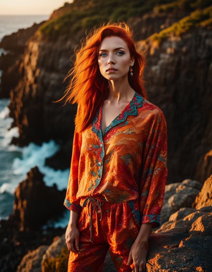 Woman with Fiery Hair: A Cinematic Portrait