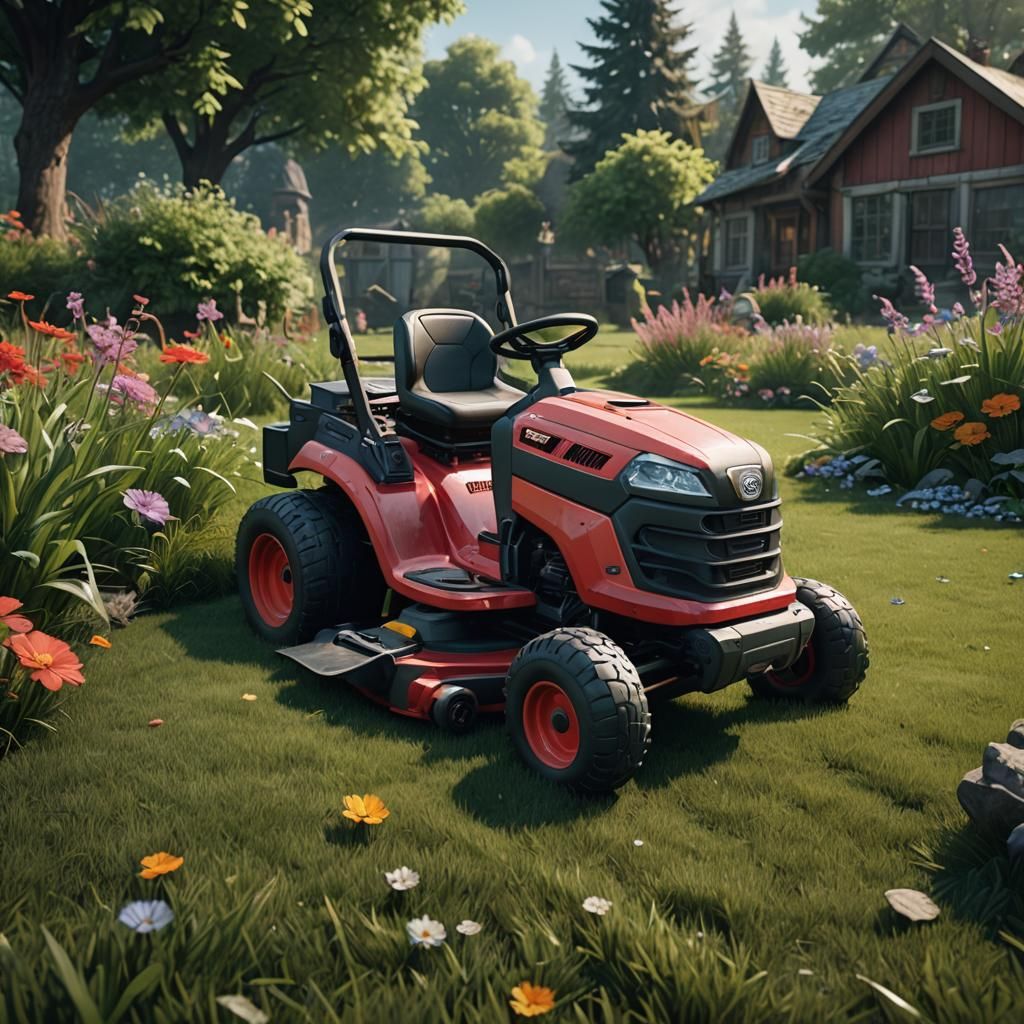 Detailed Matte Painting of a Lawn Mower