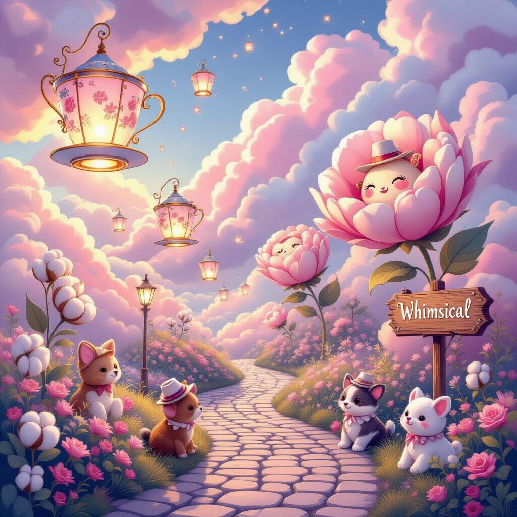 A whimsical fantasy scene