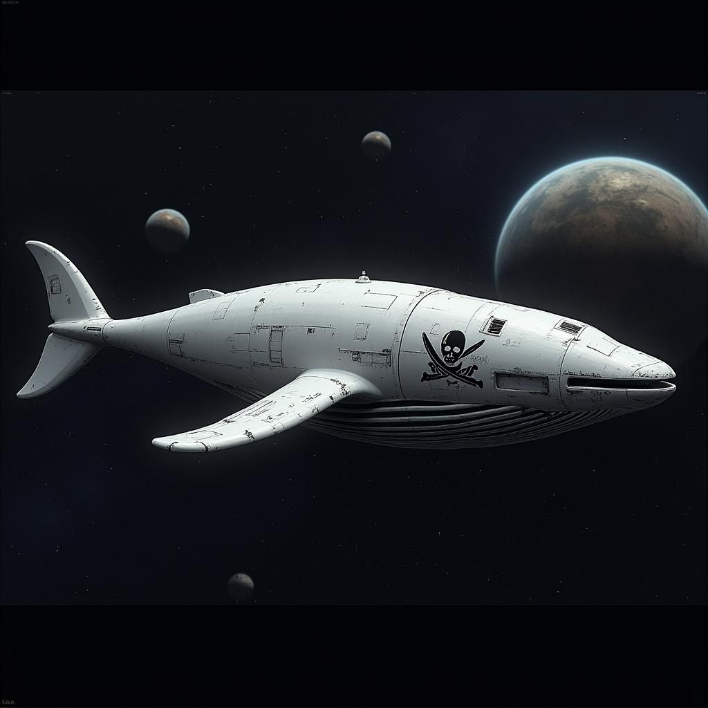 Humpback Whale Spaceship Soaring Through Galaxy