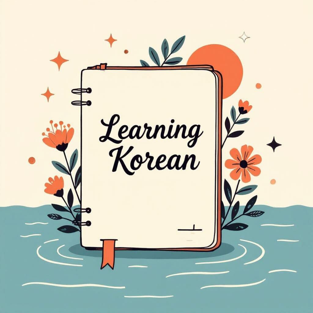 Minimalist Learning Korean Notebook Illustration