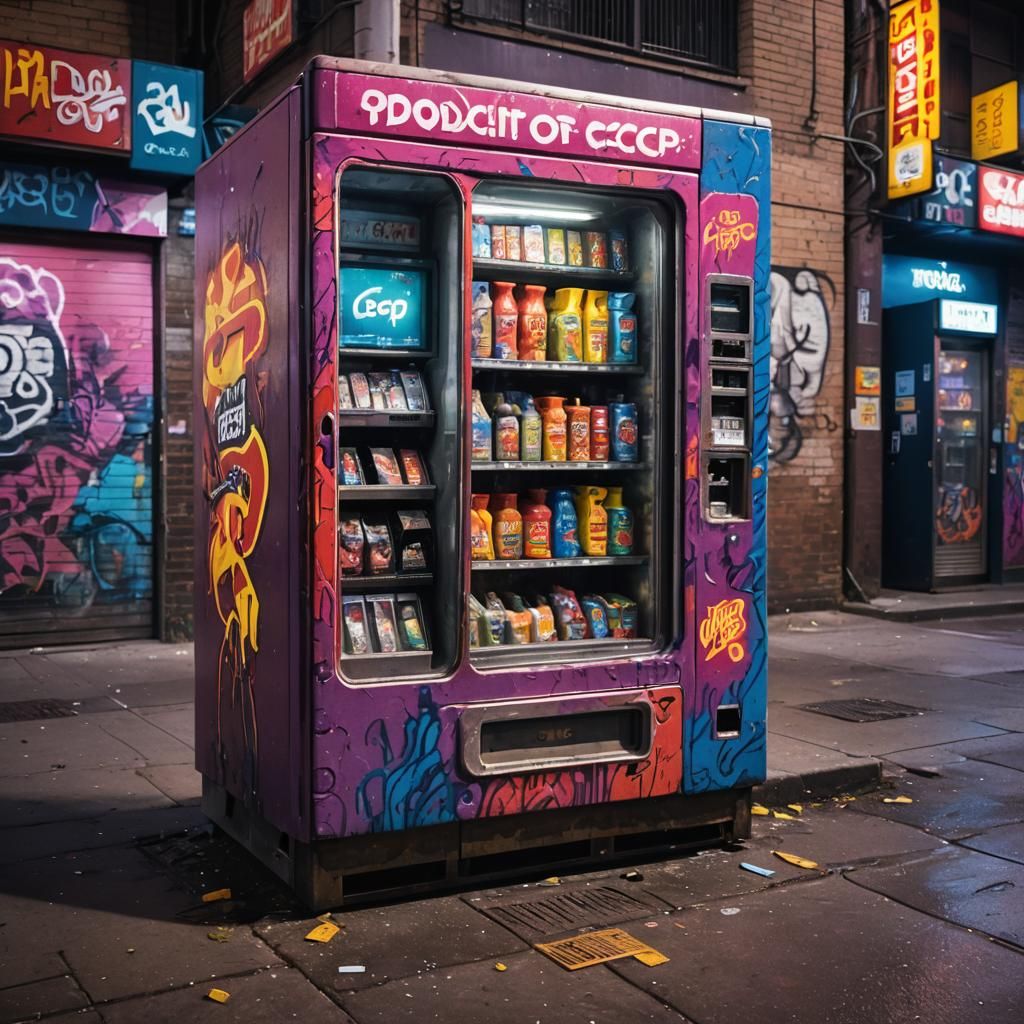 Cyberpunk Vending Machine Street Art