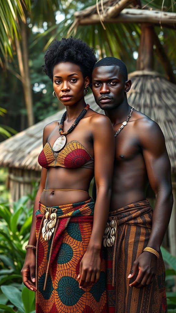African Couple in Vibrant Jungle Setting