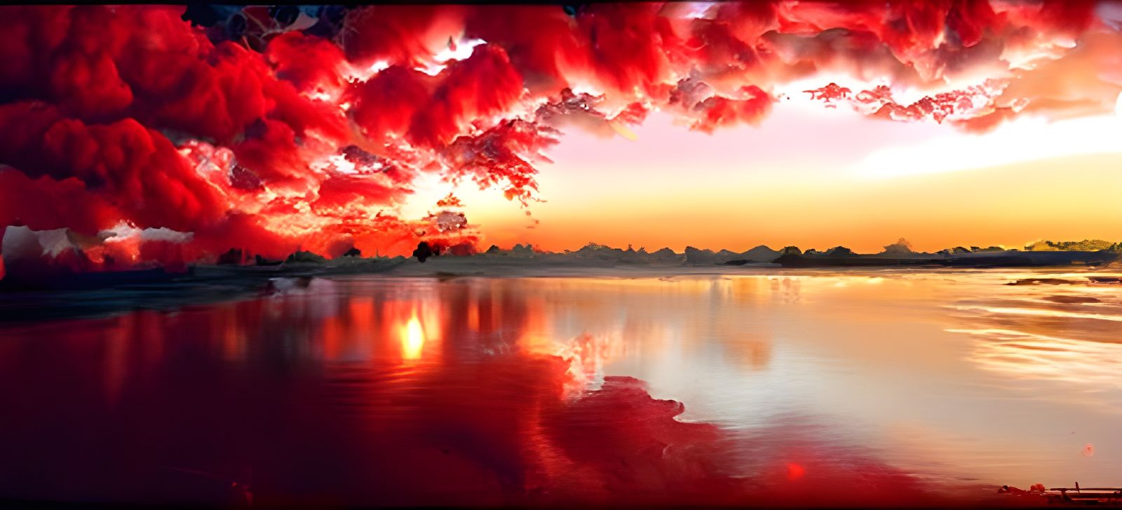 Radiant Red Sunset Reflection in Water
