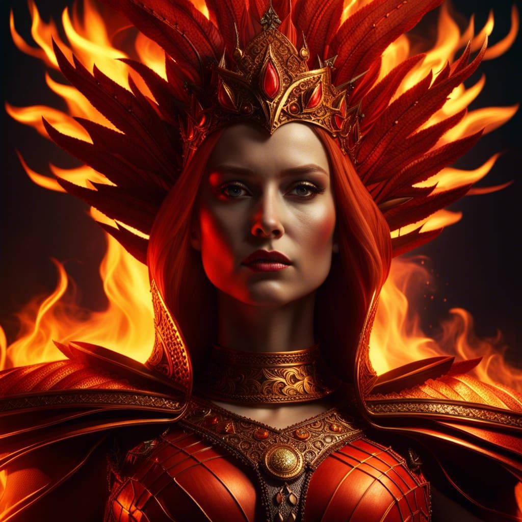 Epic Queen of Fire with Flame Crown