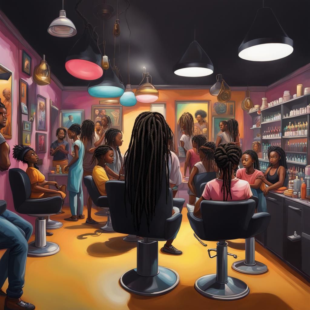 Black Hair and Nail Salon: Hyperrealistic Concept Art