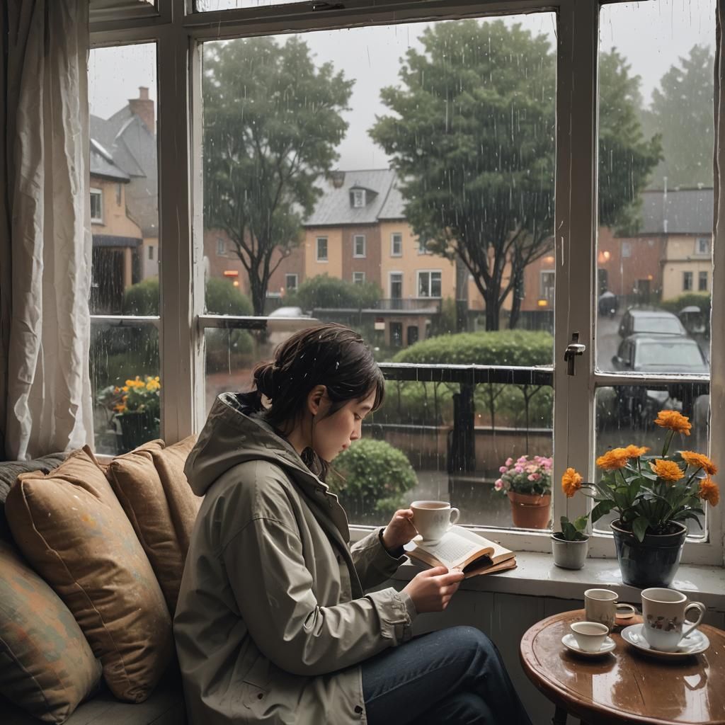 Cozy Rainy Day Reading Scene