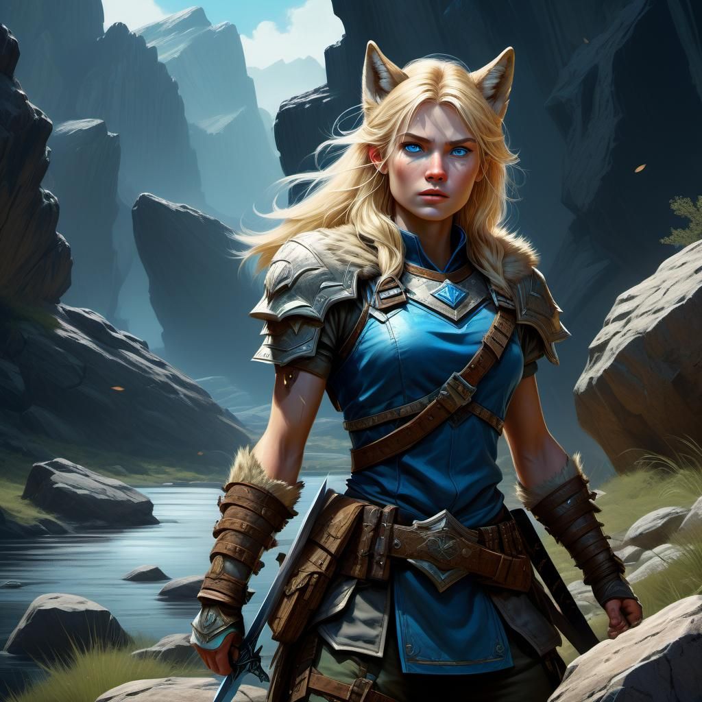 Wolf-Eared Ranger with Sword: Comic Book Art