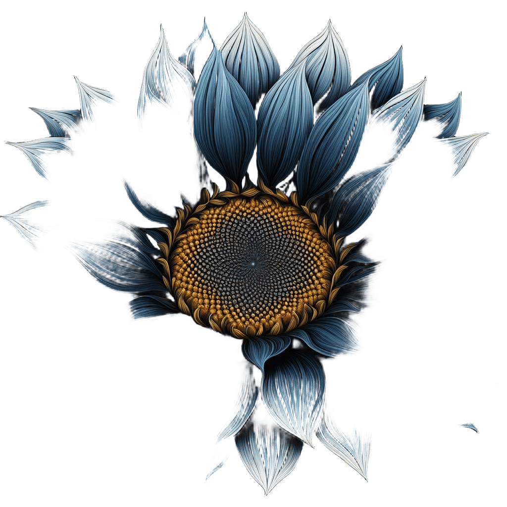 Lush Midnight Sunflower with Abstract Fractal Elements