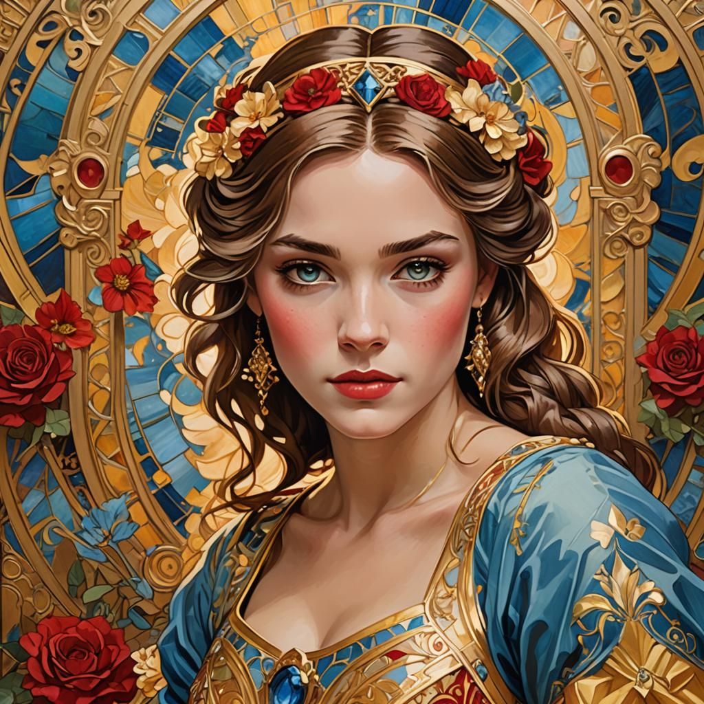 Belle in Lavish Ballroom, Art Deco Style