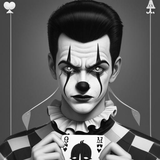 Evil Crying Clown Holding Ace of Spades