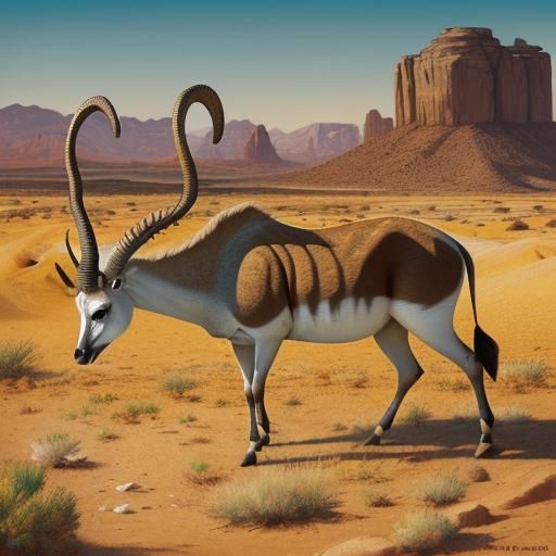 Majestic Addax Antelope in a Colorful Desert